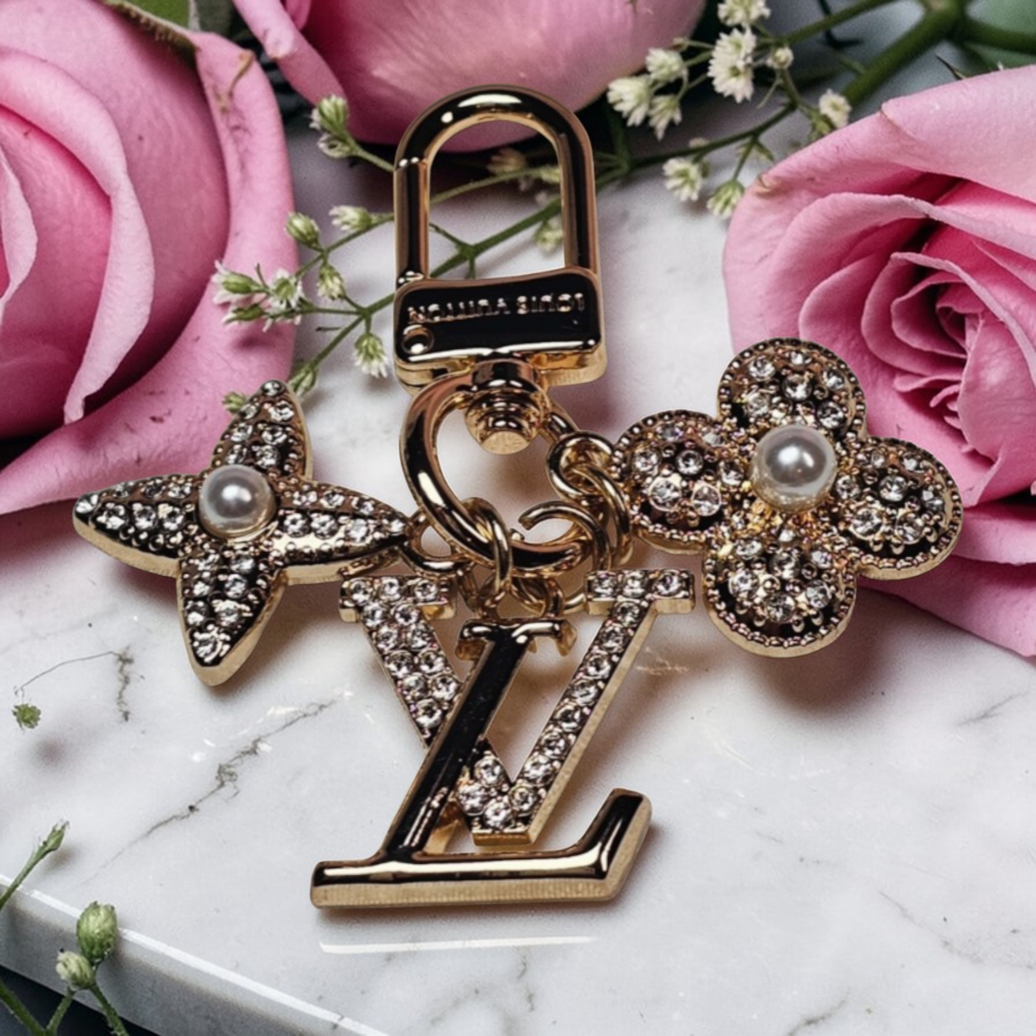 LV Gold Charm Keychain Bag Charm Accessory