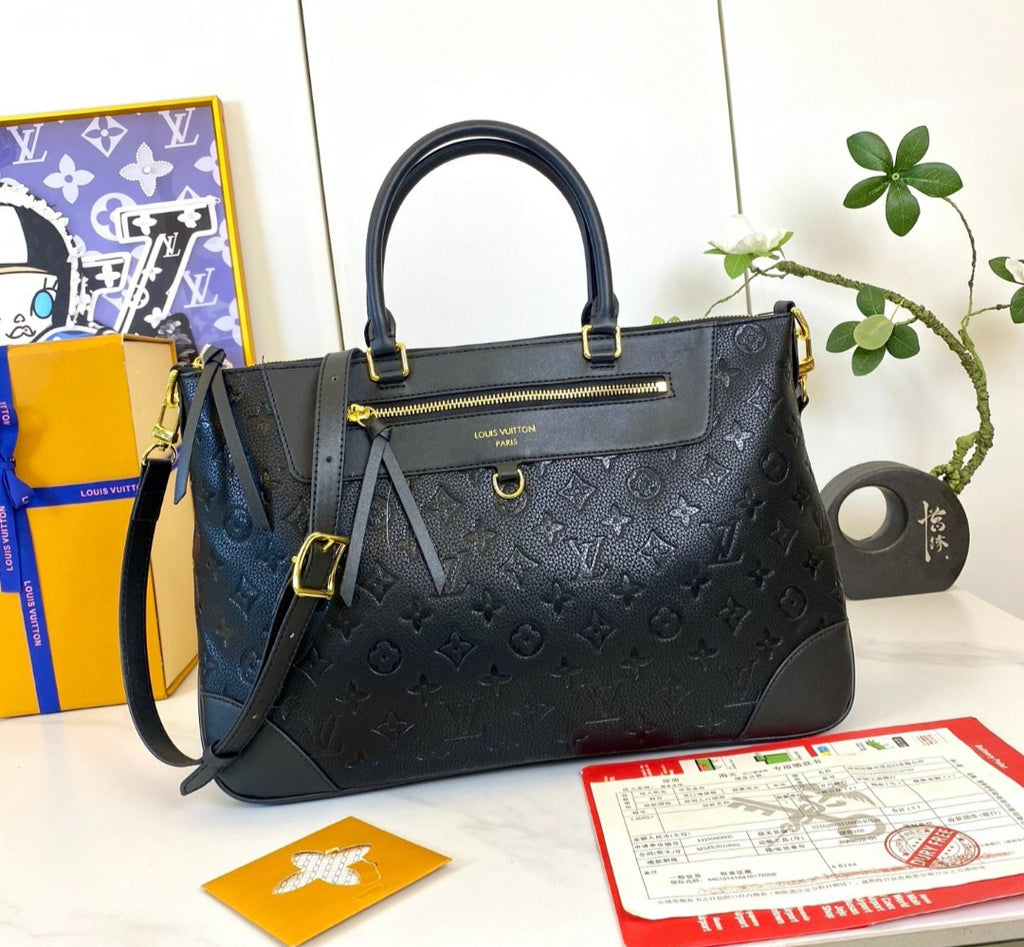 Black Monogram L Logo Slouch Bag