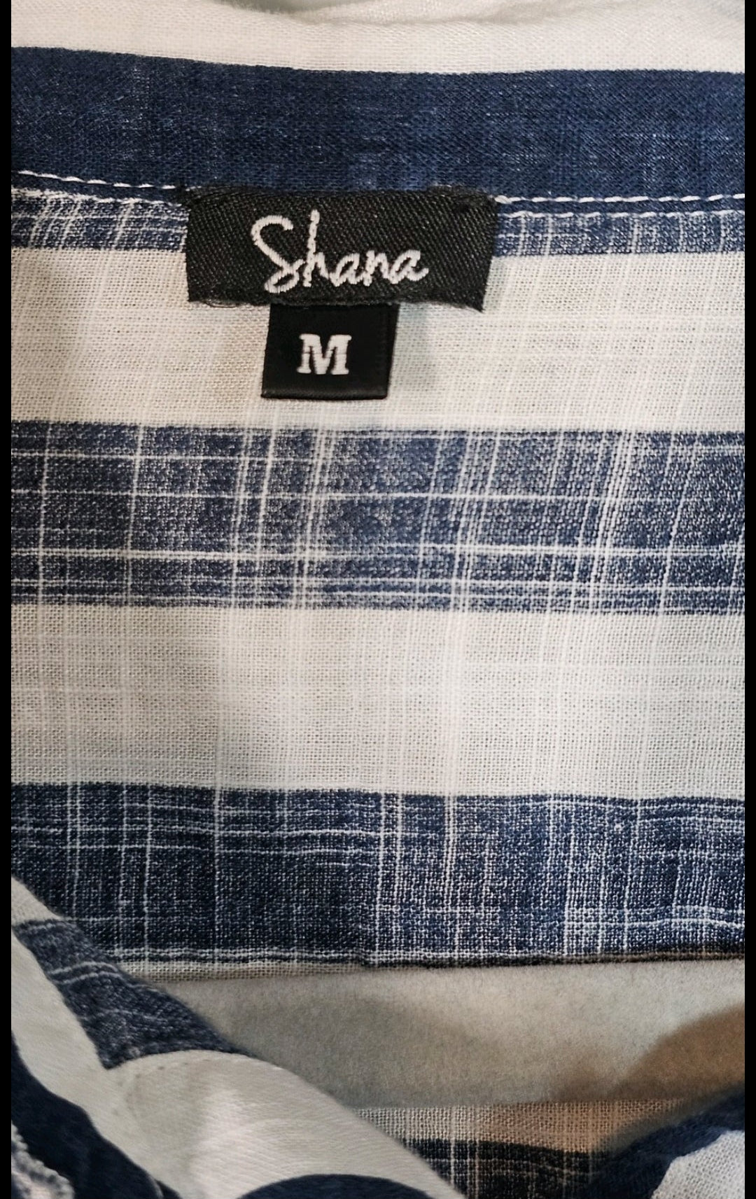 Shana Boutique Button Down contrast print Blouse Size US women's M Like New