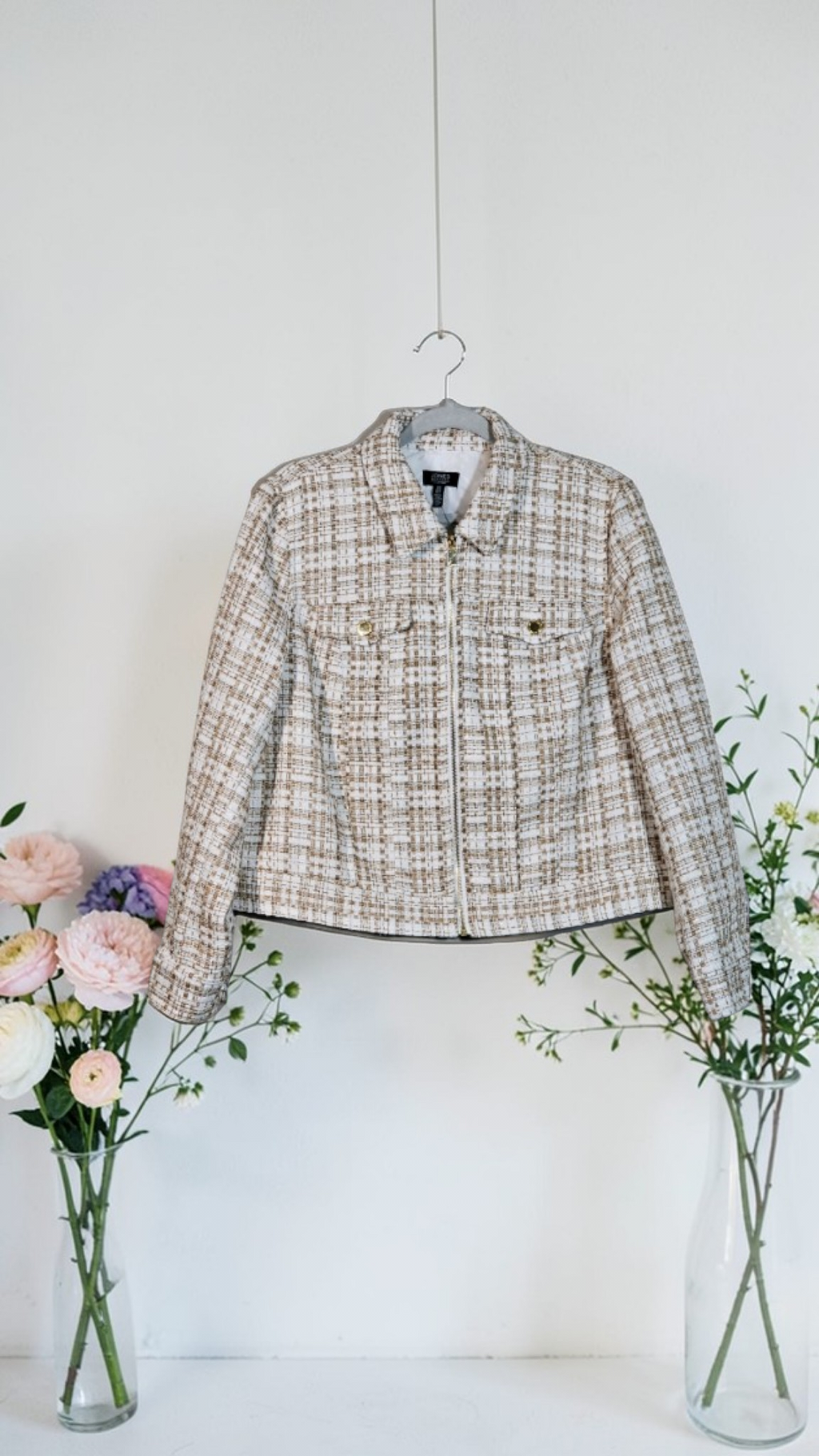 Jones New York White Tweed Jacket Size L