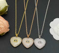 Puffed Heart V Logo Pendant Chain Necklace