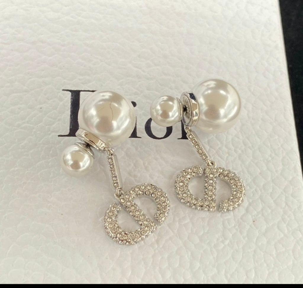 18K gold plated CD Logo Dangle Earrings