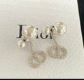 18K gold plated CD Logo Dangle Earrings