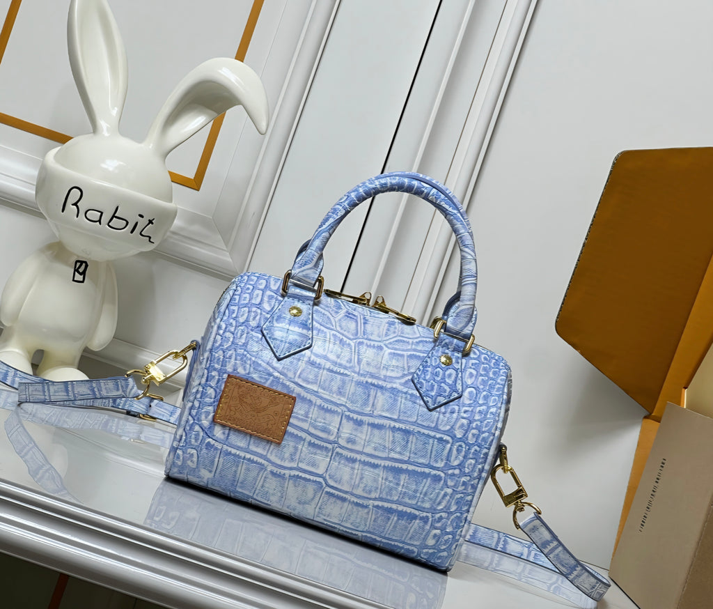 Logo Barrel Bag Crocodile Print