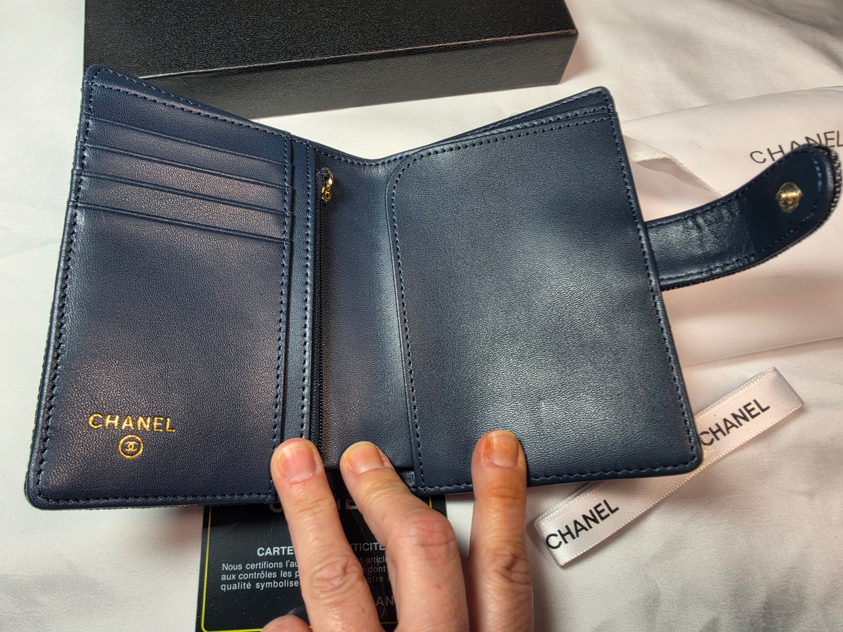 C Logo Black Large Case Wallet with Contrast Stitching