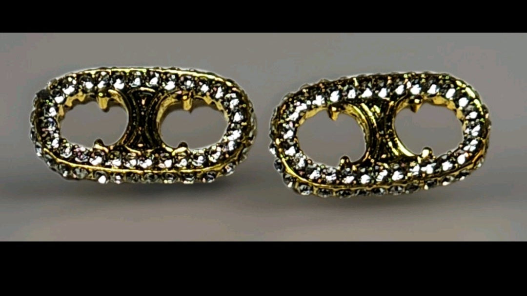 Celine inspired Gold Logo Earrings New
