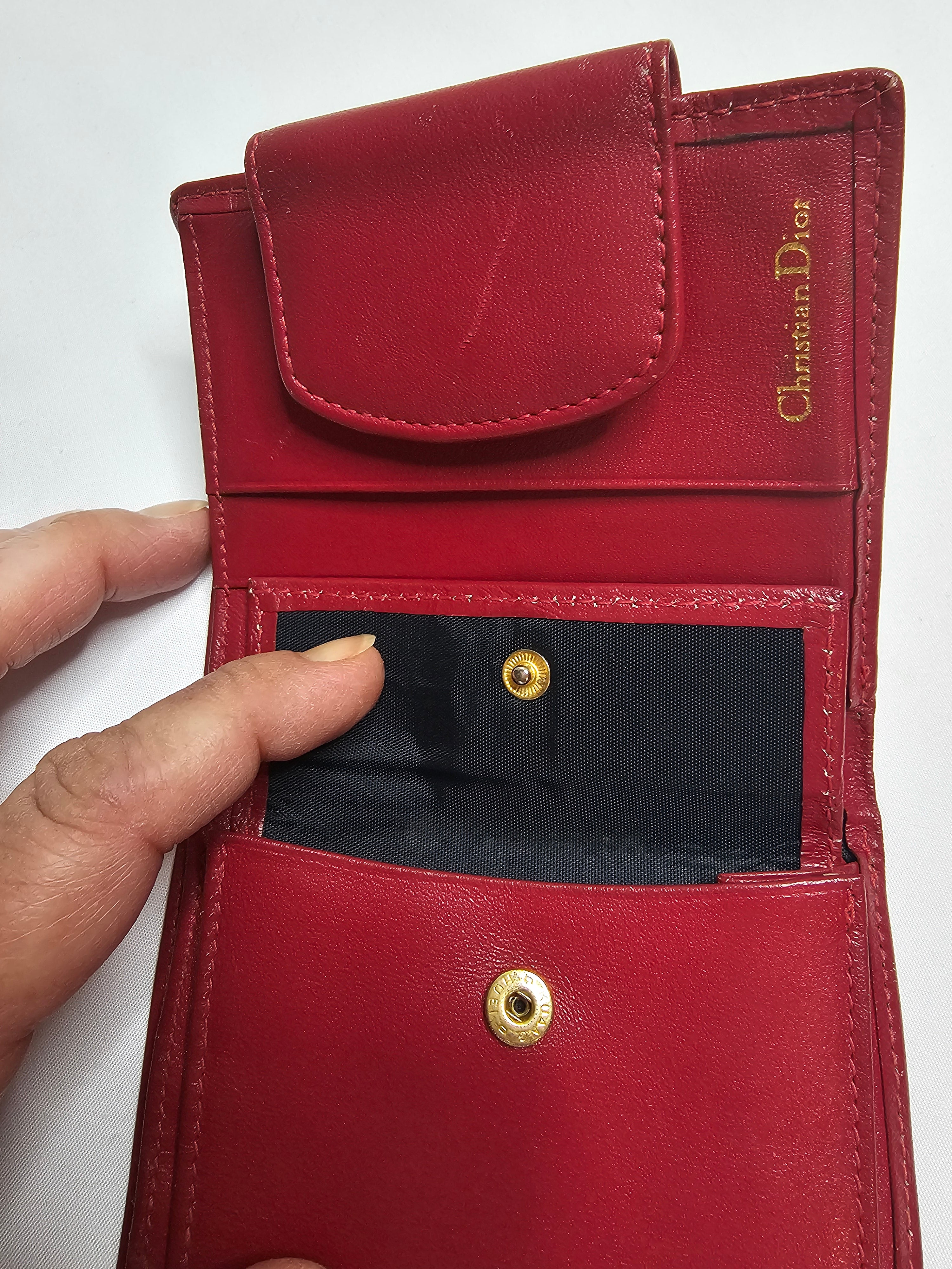 Boutique CD Red Leather Trifold Short Wallet — Like New