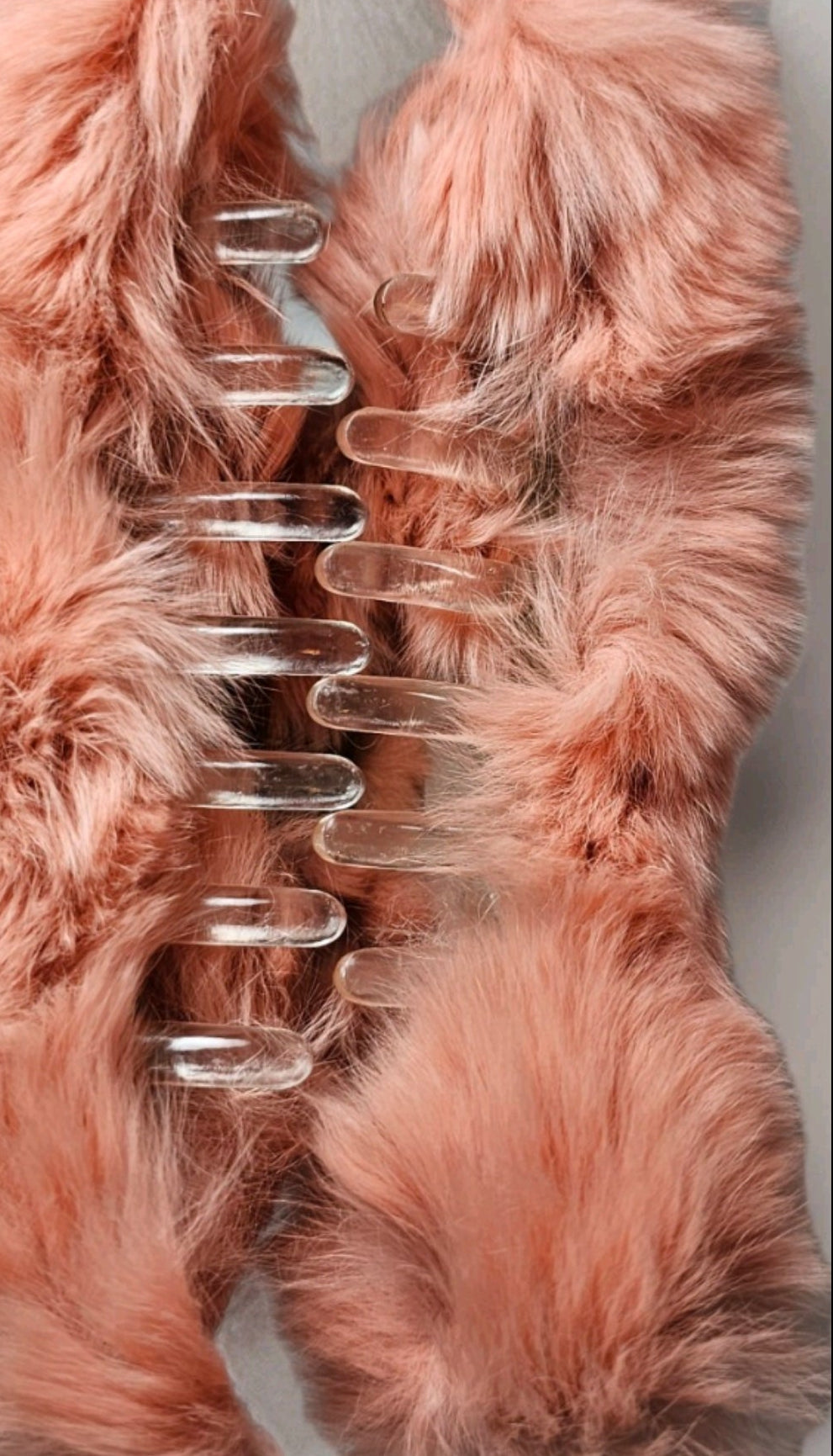 Prada Logo Charm Pink Fur Hair Claw Clip