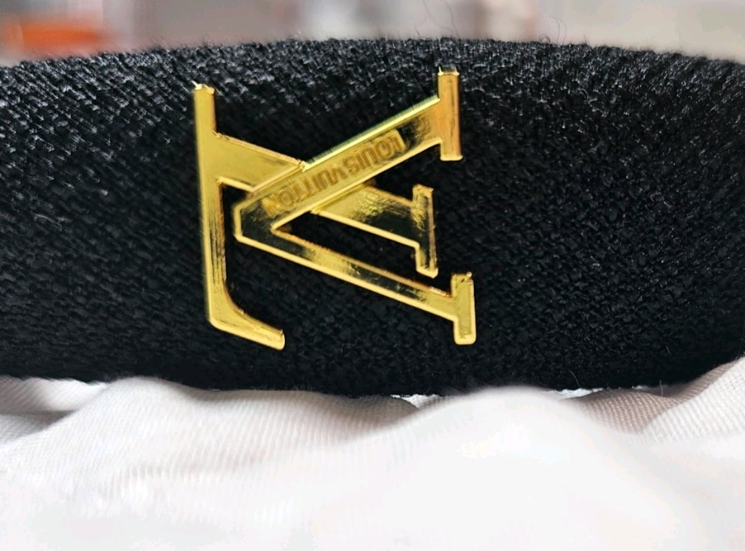 LV Logo Charm Headband Black Denim Tagged New