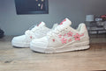 Floral logo sneakers white and pink