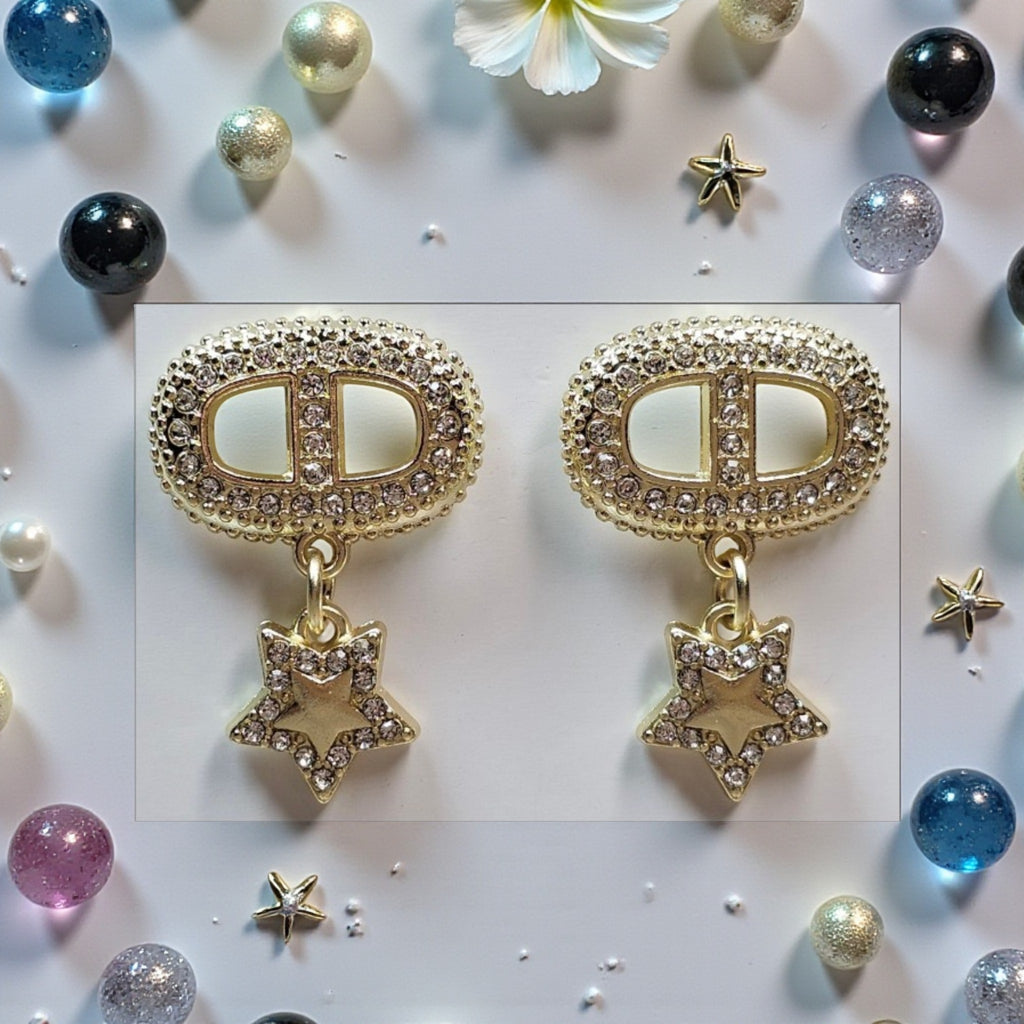 18K gold plated CD Logo Dangle Earrings