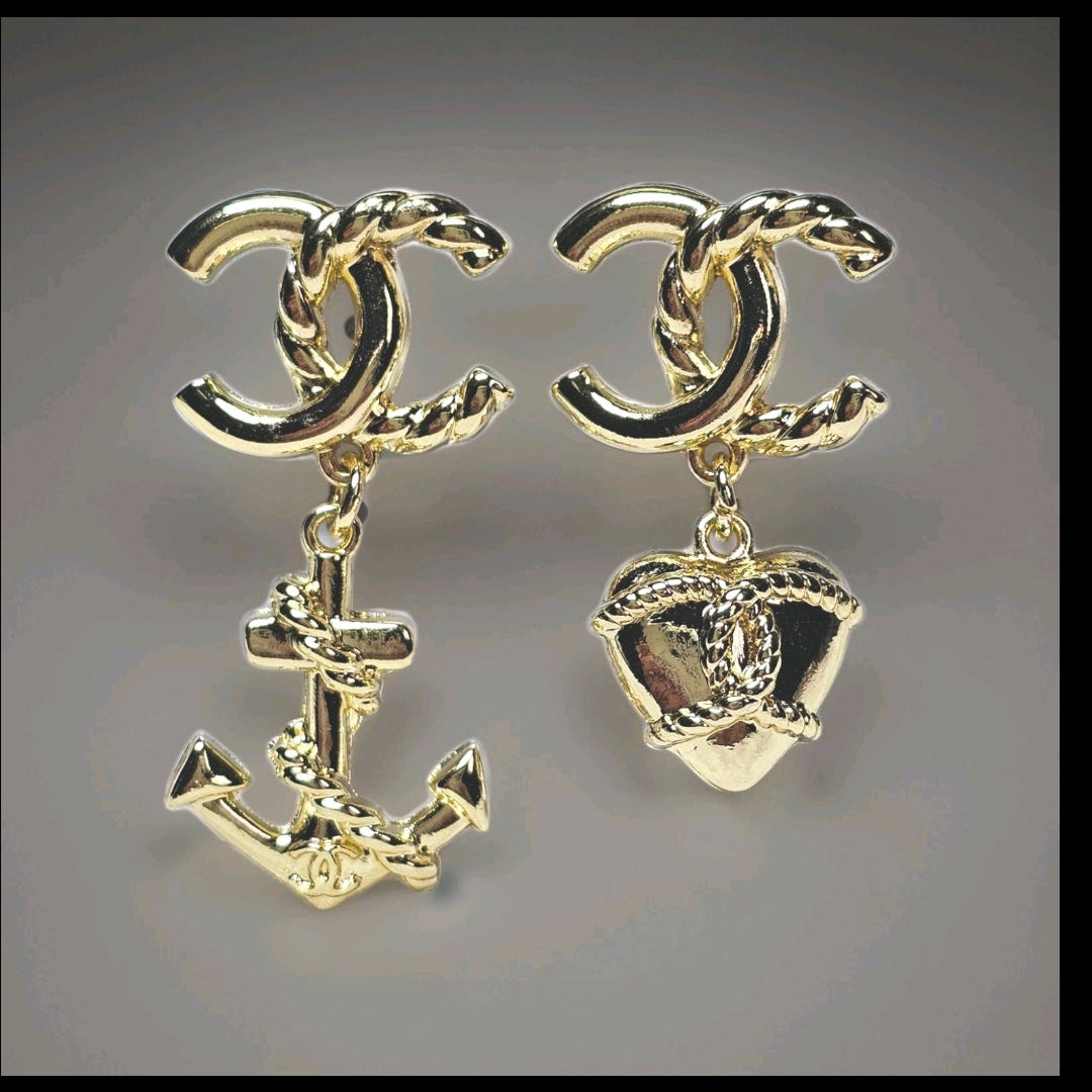 Chanel Charm Gold Nautical Themed Earrings