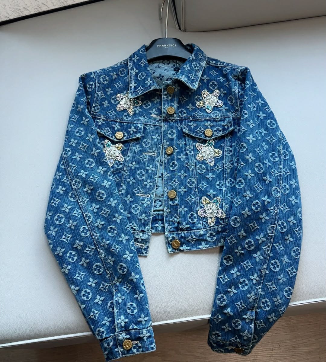 Dark Wash Jean jacket with applique L logo