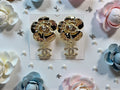 Gold plated Statement CC Logo Dangle Pierced Earrings