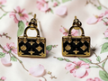 Louis Vuitton Gold and Black Logo Pierced Stud Earrings