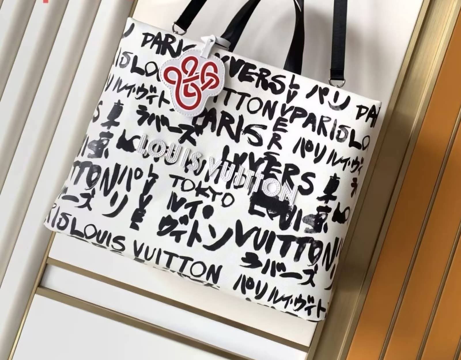 Black and White graffiti logo Tote