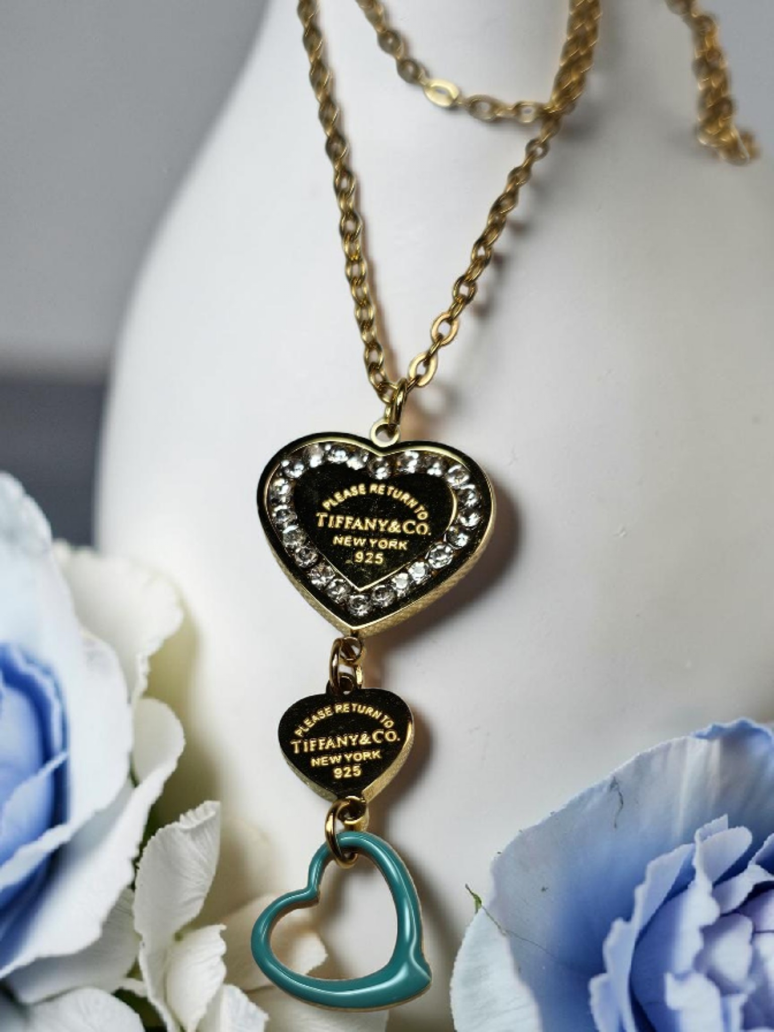 T&C Engraved Heart charm necklace