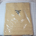 Prada Beauty Beige Double Woven Raffia Tote Bag NIB