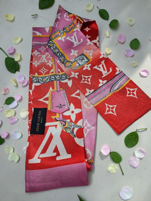 'Louis Vuitton' logo Bag Scarf Hair Accessory Tagged 100% Silk