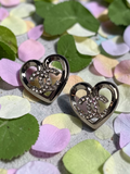 CC logo charm Silver Heart Earrings with Sparkling Gemstone logo