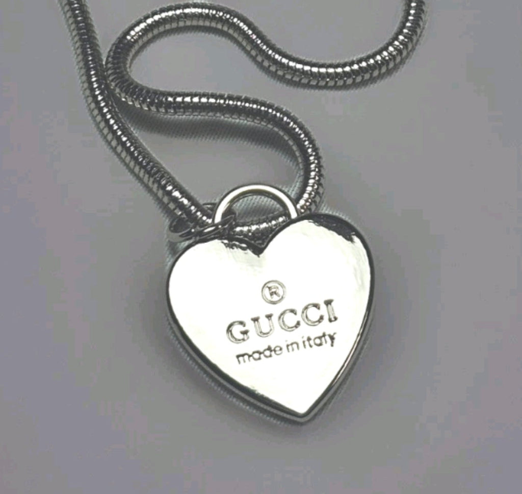 Silver Heart Charm Necklace with Silver snake chain NEW