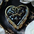 Black and Gold Charm Heart Pin Brooch