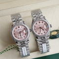 RLX Pink Dial Silver Date Luxury Watch NIB