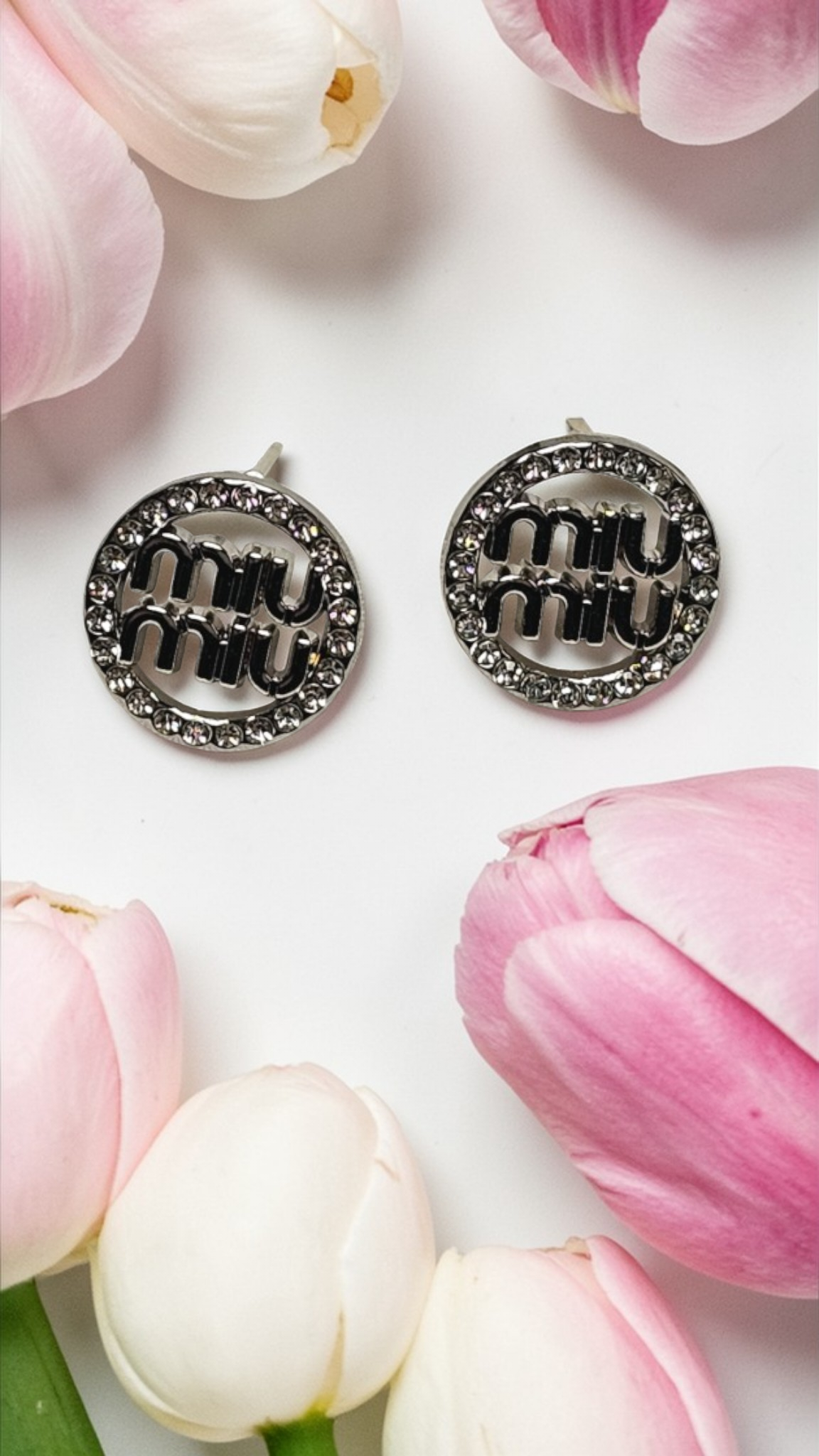 MIU MIU Silver charm Pierced Stud Earrings