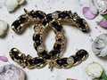 Black and Gold Braided Charm Logo Pin Brooch